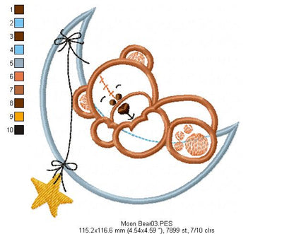 Moon Teddy Bear- Applique