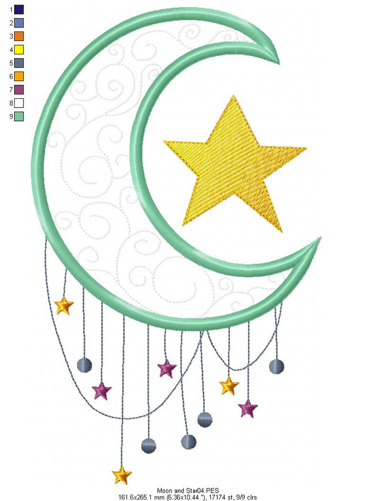 Moon and Star - Fill Stitch