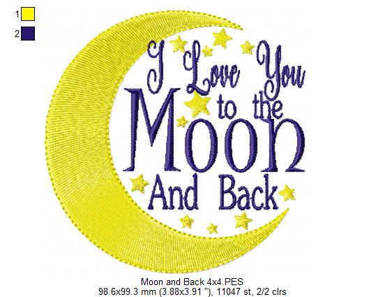 I love you to the moon and back - Fill Stitch