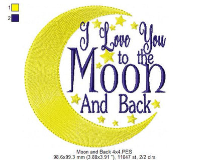 I love you to the moon and back - Fill Stitch
