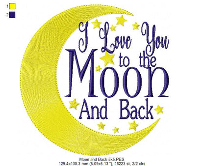 I love you to the moon and back - Fill Stitch