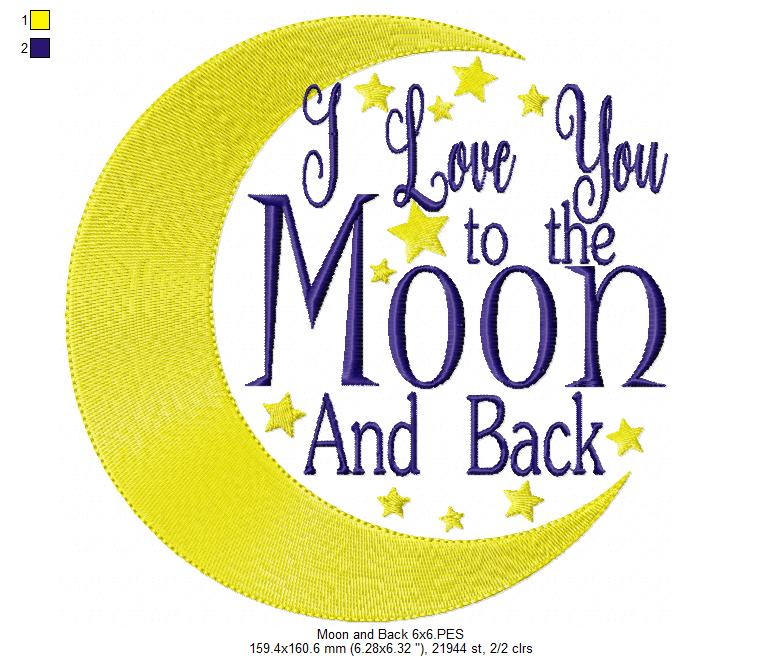 I love you to the moon and back - Fill Stitch