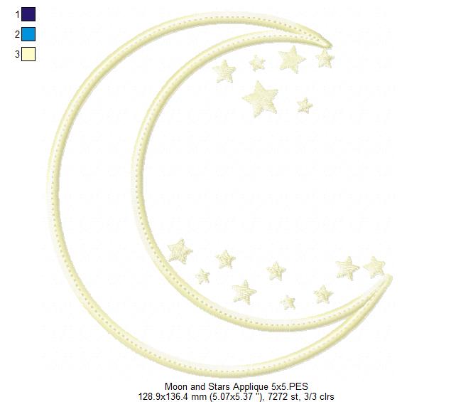 Moon and Stars - Applique