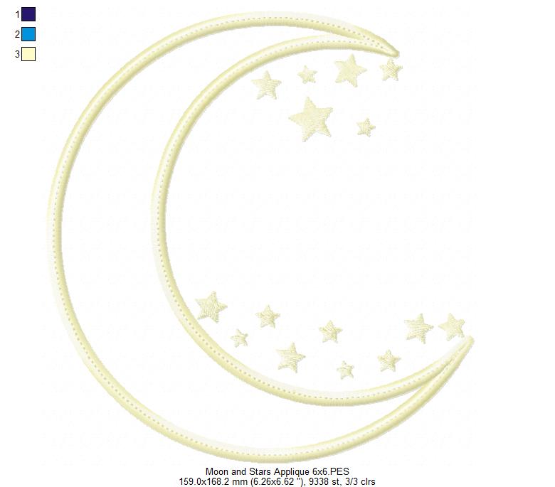 Moon and Stars - Applique