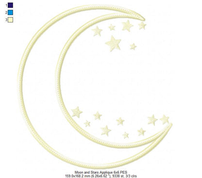 Moon and Stars - Applique