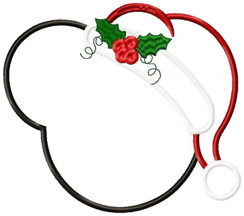 Mouse Ears Boy Christmas Santa - Applique Embroidery