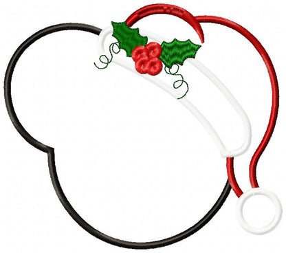 Mouse Ears Boy Christmas Santa - Applique Embroidery
