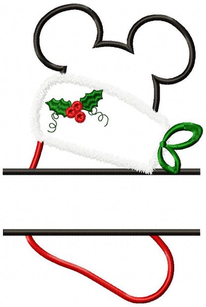 Split Mouse Ears Boy Christmas Boot - Applique Embroidery