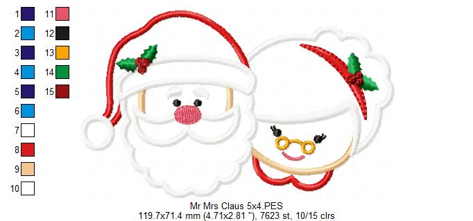 Santa and Mrs. Claus - Applique