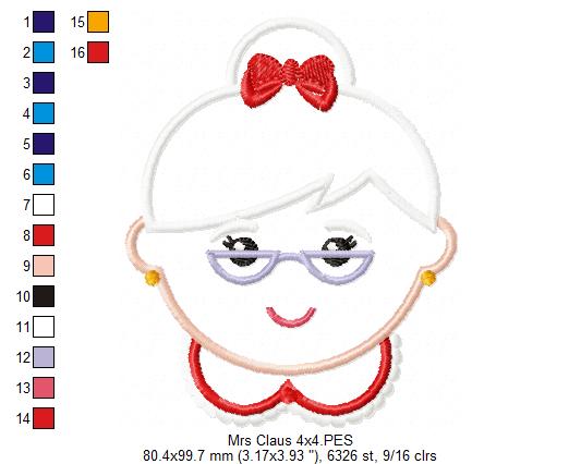 Mrs. Claus - Applique - Machine Embroidery Design