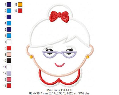 Mrs. Claus - Applique - Machine Embroidery Design