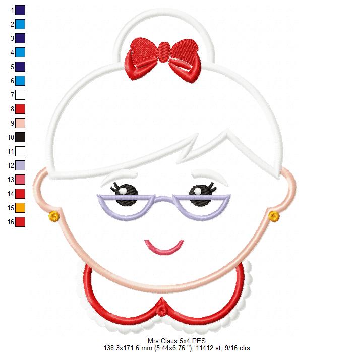 Mrs. Claus - Applique - Machine Embroidery Design