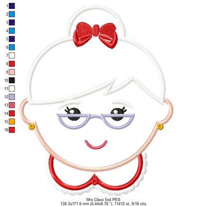 Mrs. Claus - Applique - Machine Embroidery Design