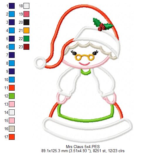 Mrs. Claus - Applique - Machine Embroidery Design