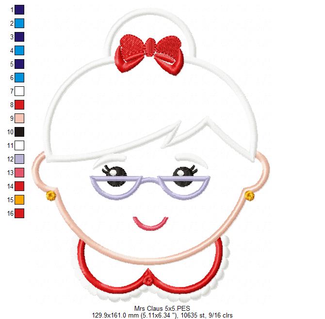 Mrs. Claus - Applique - Machine Embroidery Design
