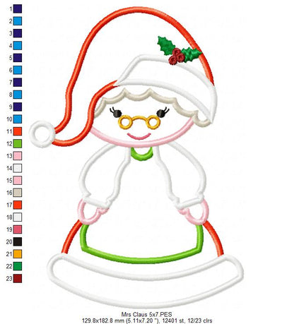 Mrs. Claus - Applique - Machine Embroidery Design