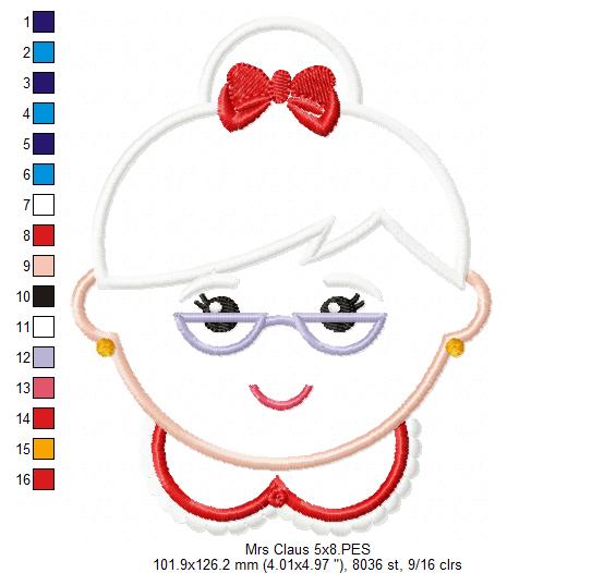 Mrs. Claus - Applique - Machine Embroidery Design