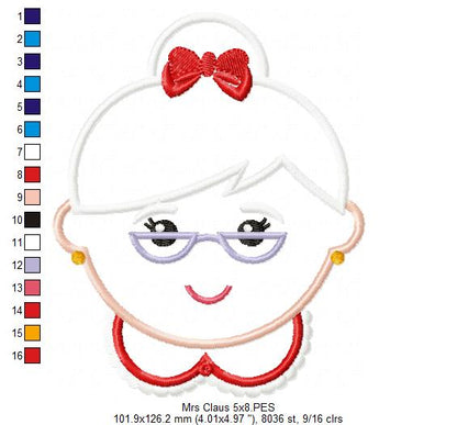 Mrs. Claus - Applique - Machine Embroidery Design