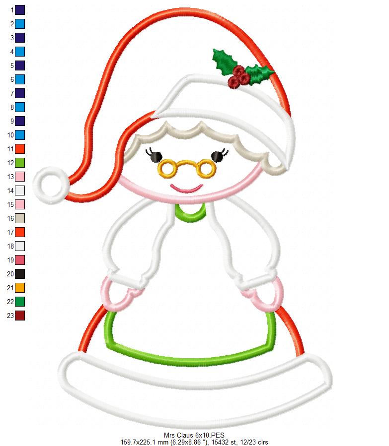 Mrs. Claus - Applique - Machine Embroidery Design