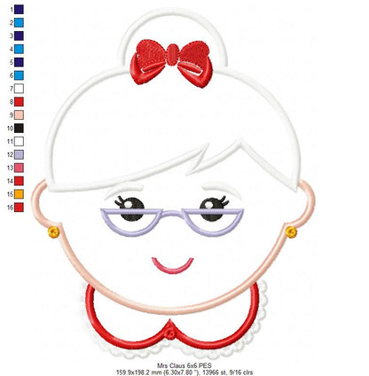 Mrs. Claus - Applique - Machine Embroidery Design