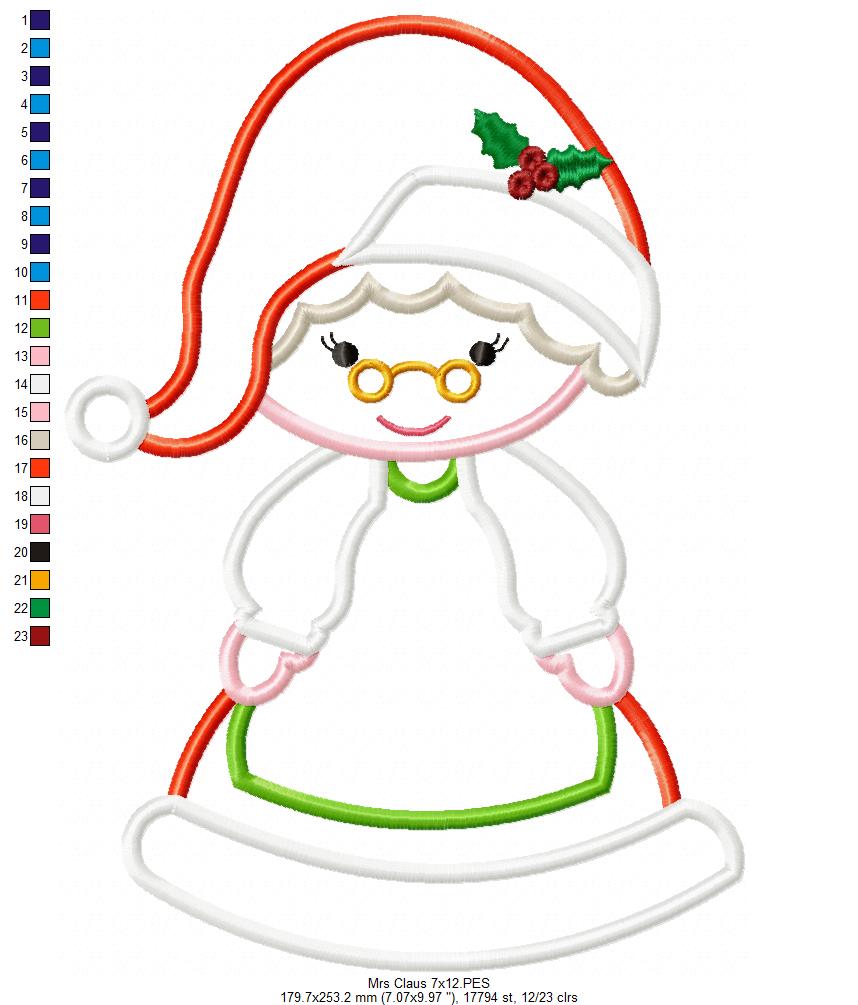 Mrs. Claus - Applique - Machine Embroidery Design