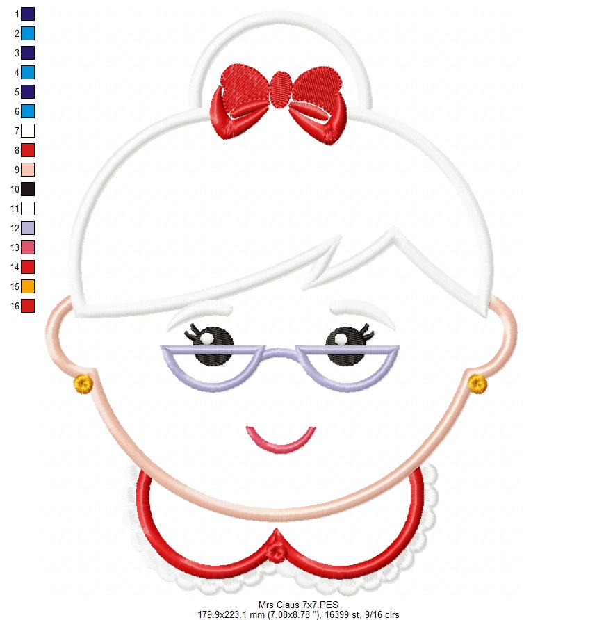 Mrs. Claus - Applique - Machine Embroidery Design