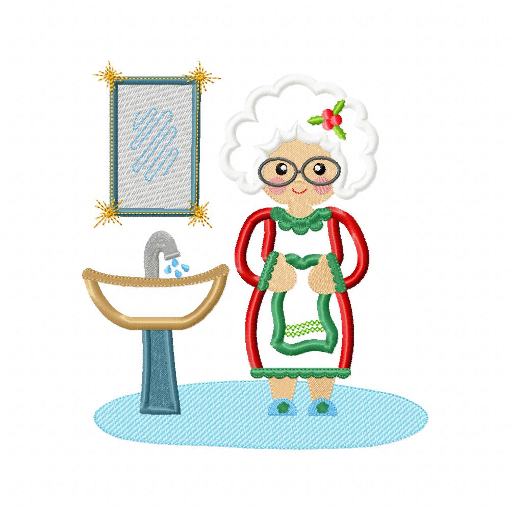 Mrs. Claus in the Bathroom - Applique