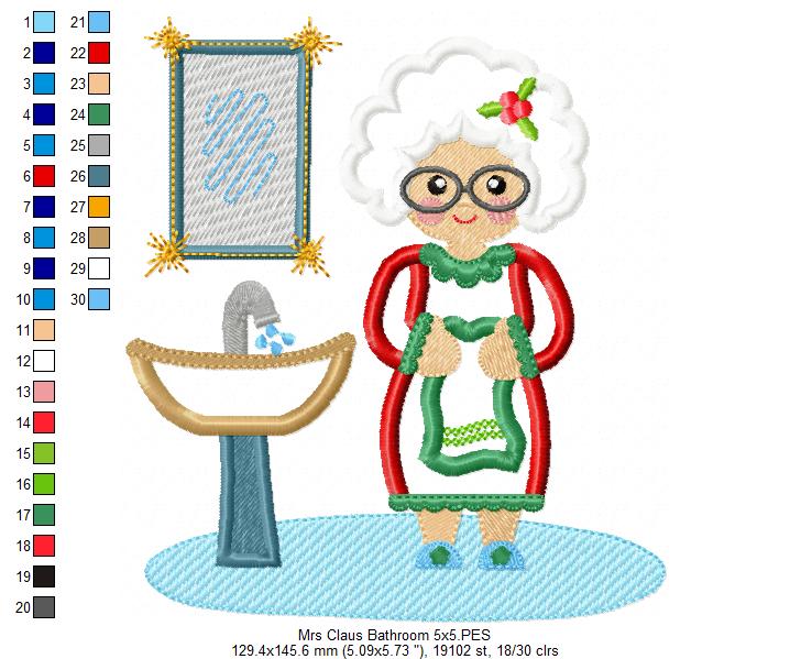 Mrs. Claus in the Bathroom - Applique