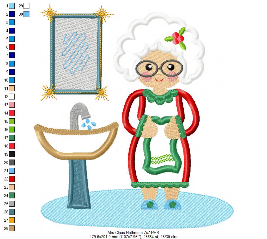 Mrs. Claus in the Bathroom - Applique