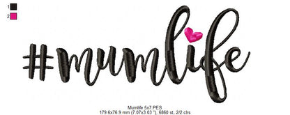 Mother Day lettering #Mumlife  - Fill Stitch