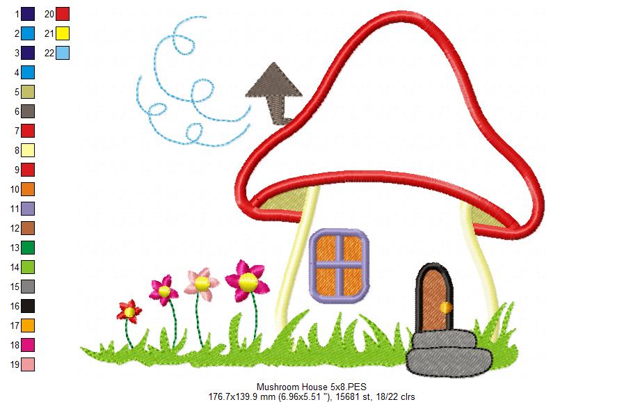 Mushroom House 1 - Applique