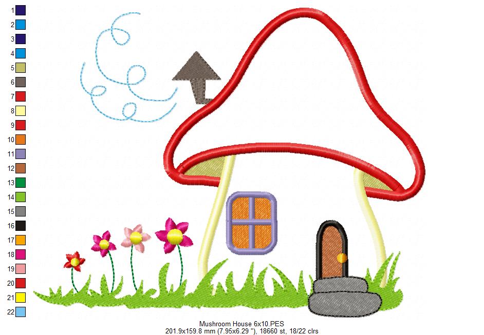Mushroom House 1 - Applique