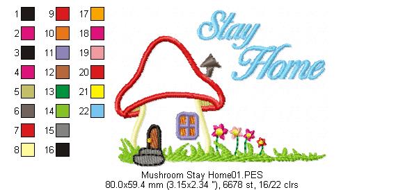 Stay Home Mushroom House - Applique