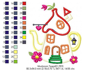 Mushroom Teapot - Applique