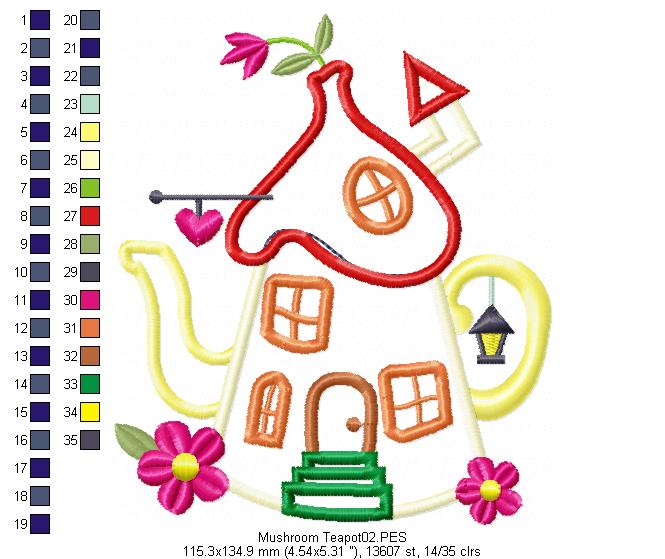 Mushroom Teapot - Applique