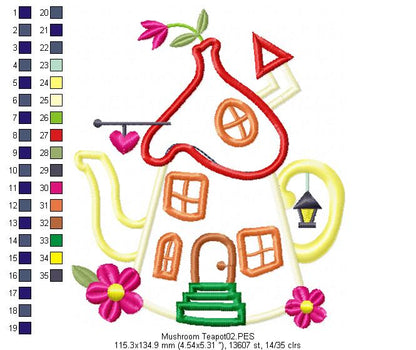 Mushroom Teapot - Applique