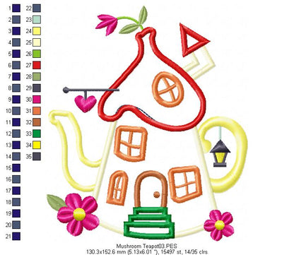 Mushroom Teapot - Applique