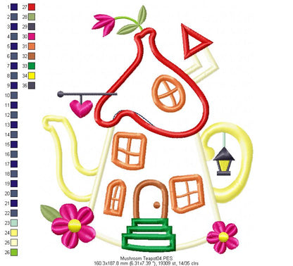 Mushroom Teapot - Applique
