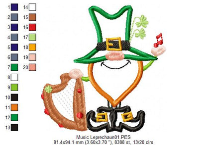 Music Leprechaun  - Applique