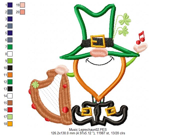 Music Leprechaun  - Applique