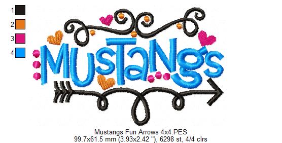 Mustangs Fun Arrows - Satin Stitch - Machine Embroidery Design