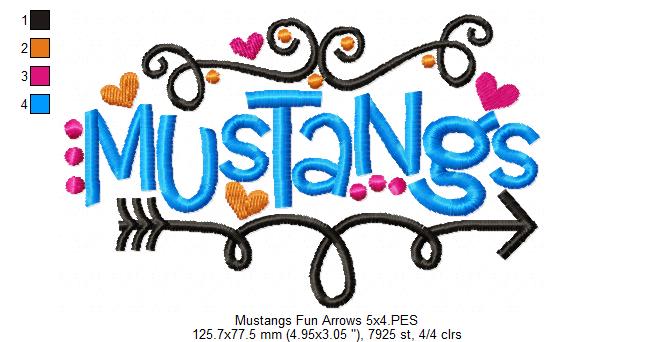 Mustangs Fun Arrows - Satin Stitch - Machine Embroidery Design
