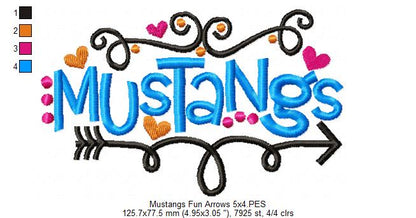 Mustangs Fun Arrows - Satin Stitch - Machine Embroidery Design