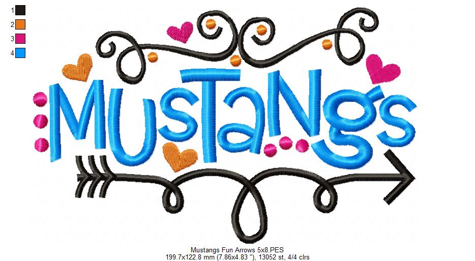 Mustangs Fun Arrows and Hearts - Fill Stitch