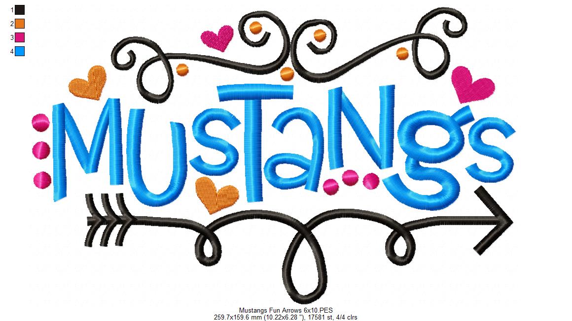Mustangs Fun Arrows - Satin Stitch - Machine Embroidery Design