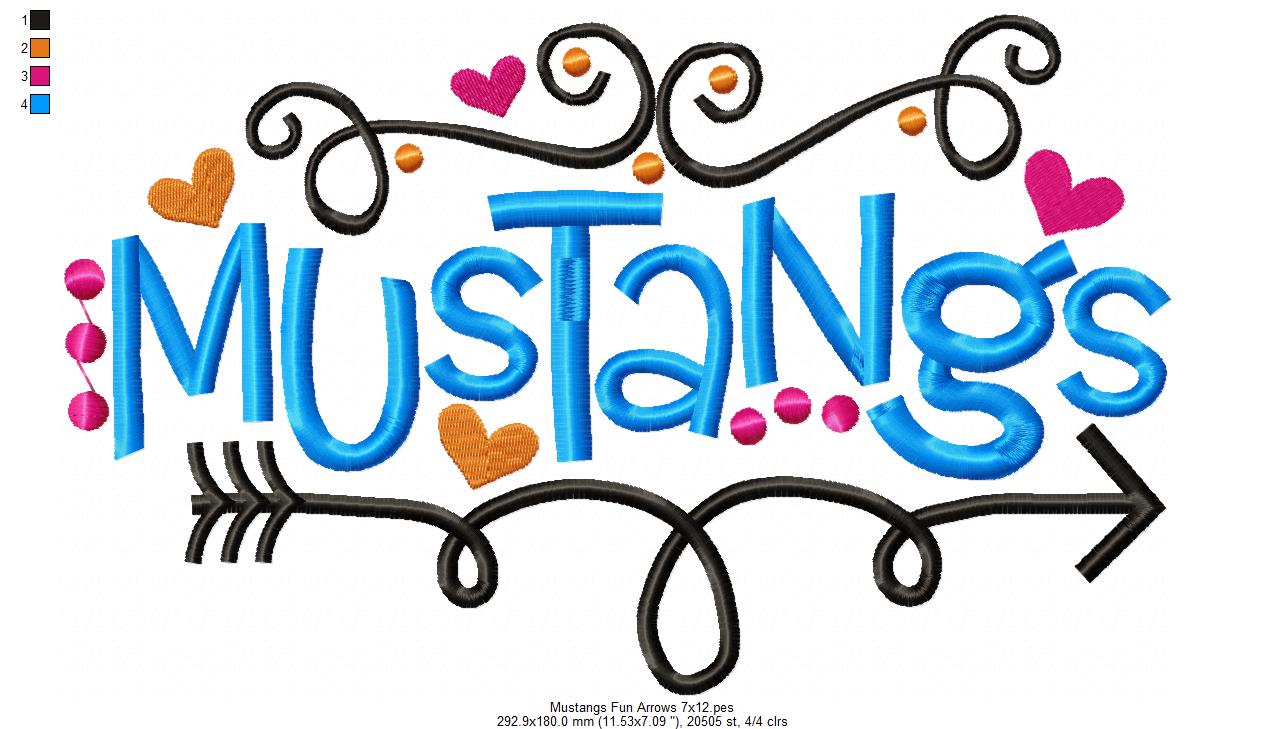 Mustangs Fun Arrows - Satin Stitch - Machine Embroidery Design