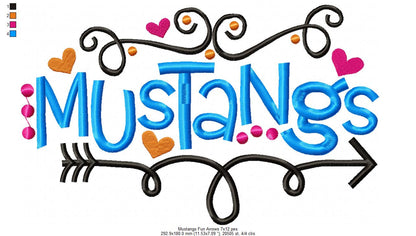 Mustangs Fun Arrows - Satin Stitch - Machine Embroidery Design