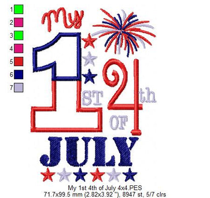 My First 4th of July - Appliqué – Machine Embroidery Design