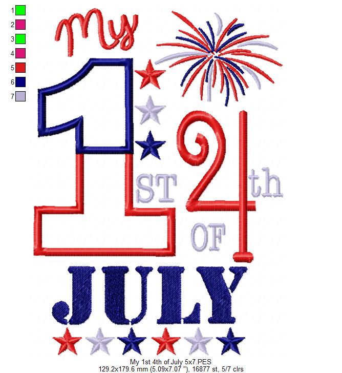 My First 4th of July - Appliqué – Machine Embroidery Design