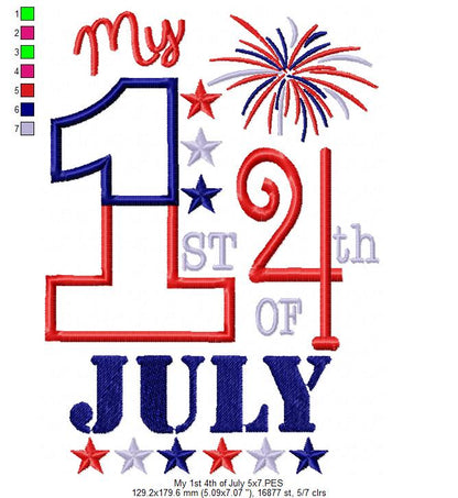 My First 4th of July - Appliqué – Machine Embroidery Design